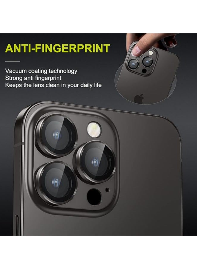 QIRG Camera Lens Protector for iPhone 16 Pro/iPhone 16 Pro Max , HD Tempered Metal Glass Camera Screen Protector Cover Film Accessories, Black - Image 3
