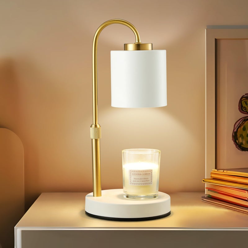 CASTLELIFE Candle Warmer Lamp with Timer & Dimmer, Height Adjustable Electric Wax Melt Warmer for Jar Candles, Gifts for Mom Home Decor, White Gold - Image 1
