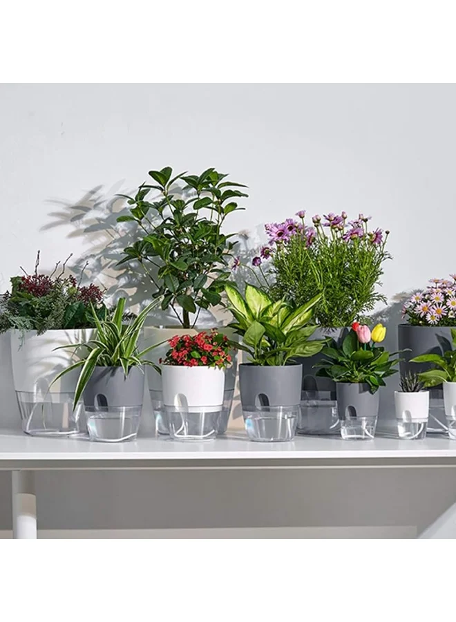 THUGFIT  Self Watering Planter Pots, 4 Pack African Violet Pots for Indoor Windowsill Gardens, Self Aerating, High Drainage, Deep Reservoir MINI SELF WATERING POTS GREY 4 PIECE FOR WORKSTATION  | Best Price UAE
