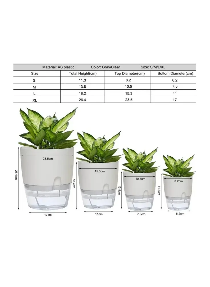 THUGFIT  Self Watering Planter Pots, 4 Pack African Violet Pots for Indoor Windowsill Gardens, Self Aerating, High Drainage, Deep Reservoir MINI SELF WATERING POTS GREY 4 PIECE FOR WORKSTATION  | Best Price UAE