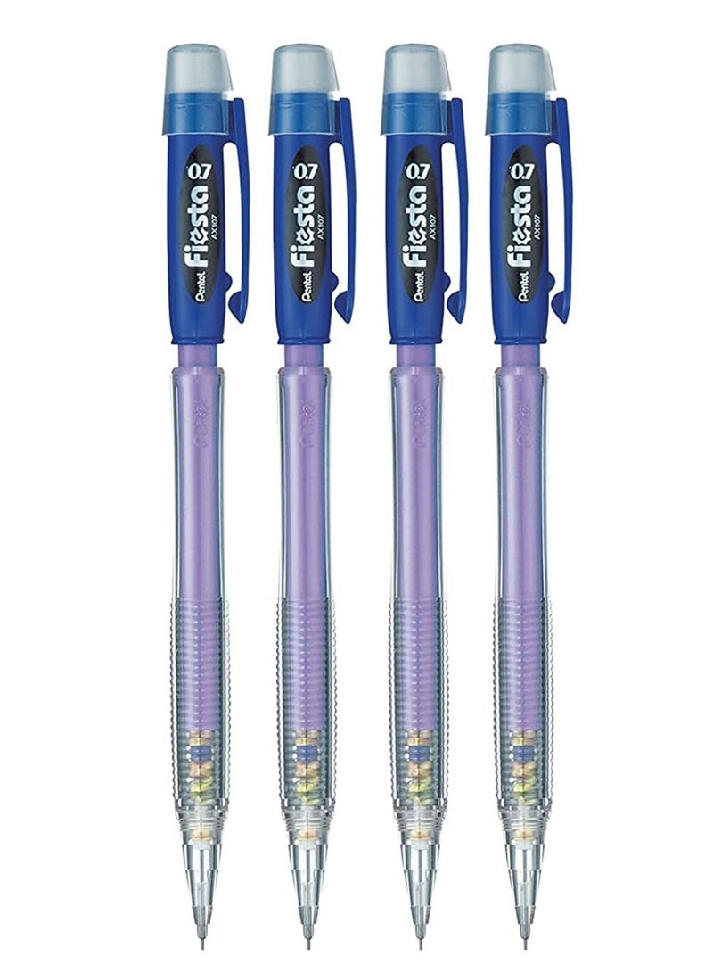 Pentel 4-Piece Fiesta Mechanical Pencil 0.7mm Tip Blue Body - Image 1