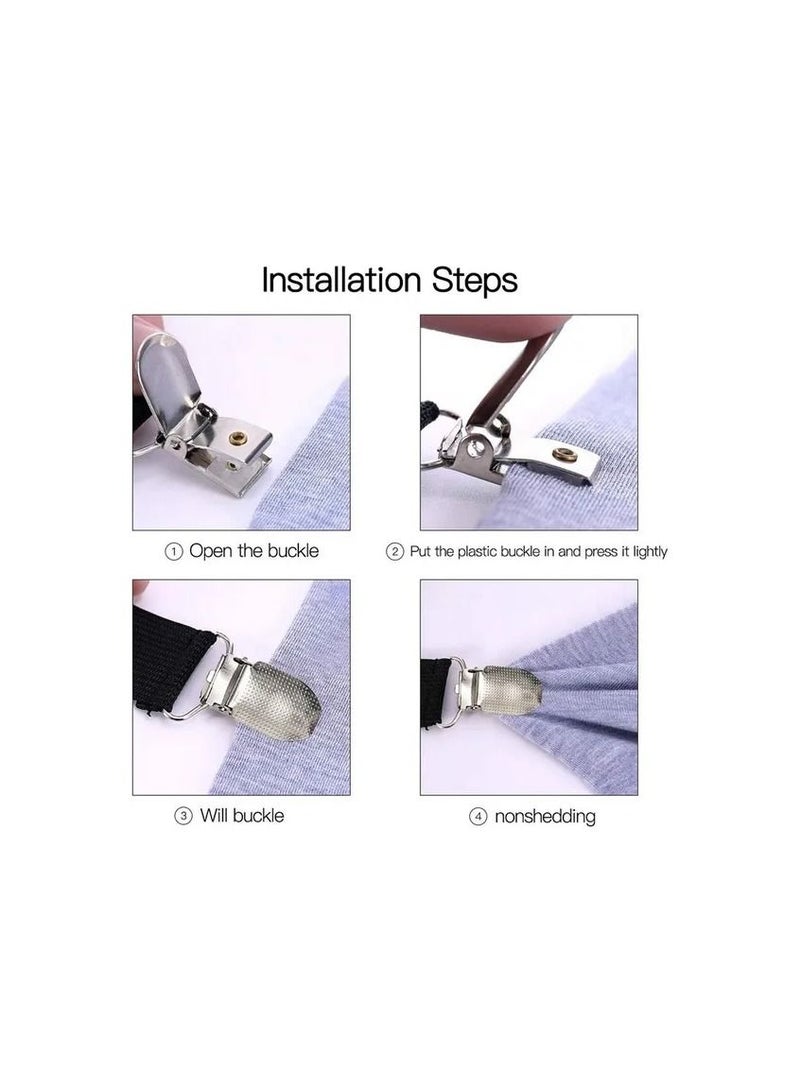 4-Pieces/Set Bed Sheet Straps Holders Fitted Sheet Clips,Adjustable Sheet Suspenders,Mattress Fasteners Gripper,Corner Clips for Bed Mattress Cover Fitted Bed Sheets - Image 3