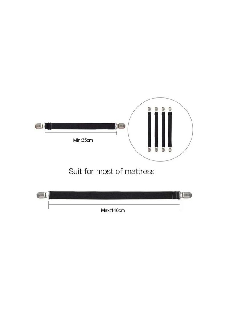 4-Pieces/Set Bed Sheet Straps Holders Fitted Sheet Clips,Adjustable Sheet Suspenders,Mattress Fasteners Gripper,Corner Clips for Bed Mattress Cover Fitted Bed Sheets - Image 5