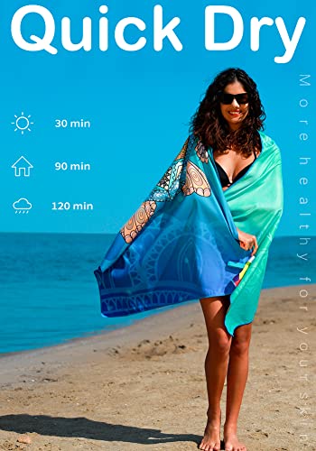 Widdonen Microfiber Thin Lightweight Beach Towel Sand Free Quick Dry Absorbent Compact Towels for Swimming Pool Camping Beach Accessories Large Easy Pack Travel Things for Vacation Essentials Adult Gift - Image 5