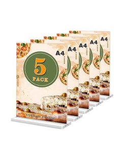 Kalon A4 Acrylic table sign stand display clier card stand T-Shape, A4 Table Stands Double-Sided Menu Holders, A4 Plastic Display Sign Stands for Table Shop Restaurant Hotel Office, A4 (5Pack)  - Image 1