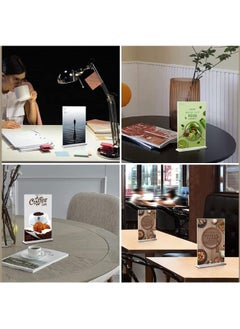 Kalon A4 Acrylic table sign stand display clier card stand T-Shape, A4 Table Stands Double-Sided Menu Holders, A4 Plastic Display Sign Stands for Table Shop Restaurant Hotel Office, A4 (5Pack)  - Image 2
