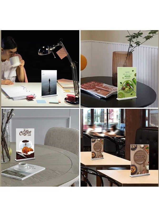 Kalon - A4 Acrylic table sign stand display clier card stand T-Shape, A4 Table Stands Double-Sided Menu Holders, A4 Plastic Display Sign Stands for Table Shop Restaurant Hotel Office, A4 (5Pack) - Image 1