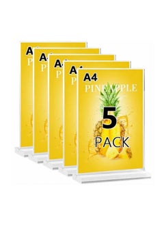 Kalon A4 Acrylic table sign stand display clier card stand T-Shape, A4 Table Stands Double-Sided Menu Holders, A4 Plastic Display Sign Stands for Table Shop Restaurant Hotel Office, A4 (5Pack)  - Image 4