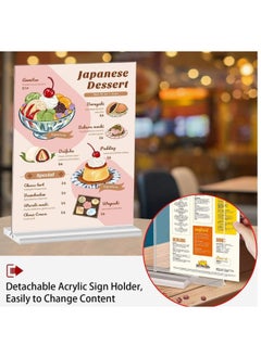 Kalon A4 Acrylic table sign stand display clier card stand T-Shape, A4 Table Stands Double-Sided Menu Holders, A4 Plastic Display Sign Stands for Table Shop Restaurant Hotel Office, A4 (5Pack)  - Image 5