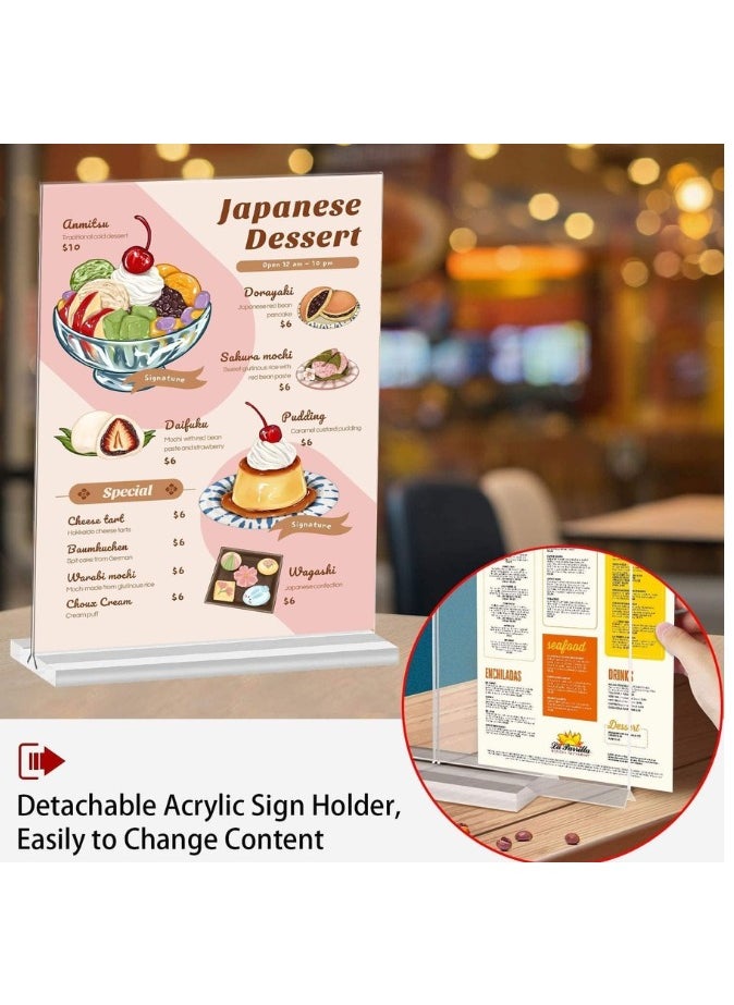 Kalon - A4 Acrylic table sign stand display clier card stand T-Shape, A4 Table Stands Double-Sided Menu Holders, A4 Plastic Display Sign Stands for Table Shop Restaurant Hotel Office, A4 (5Pack) - Image 1