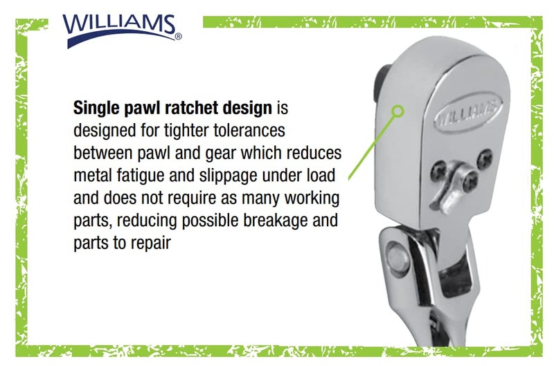 Williams JHWM-52EHA 1/4-Inch Drive Enclosed Head Ratchet with Chrome Finish - Image 4