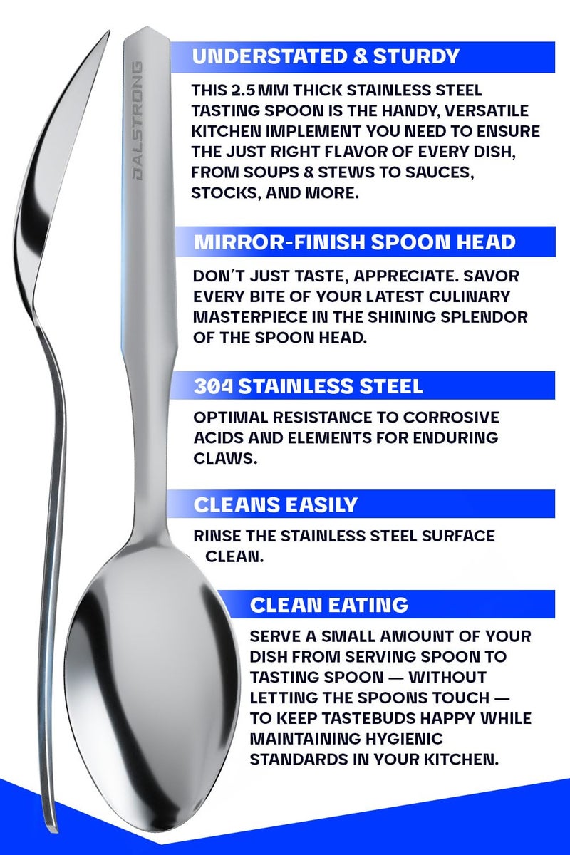 Dalstrong Professional Sauce & Plating Chef Spoon - 304 Stainless Steel - 1.4 TBSP - 9.5" Length - Silver - Metal Serving Spoon - Cooking Kitchen Utensils - Satin Finish Handle for Grip - Chef Knife - Image 5
