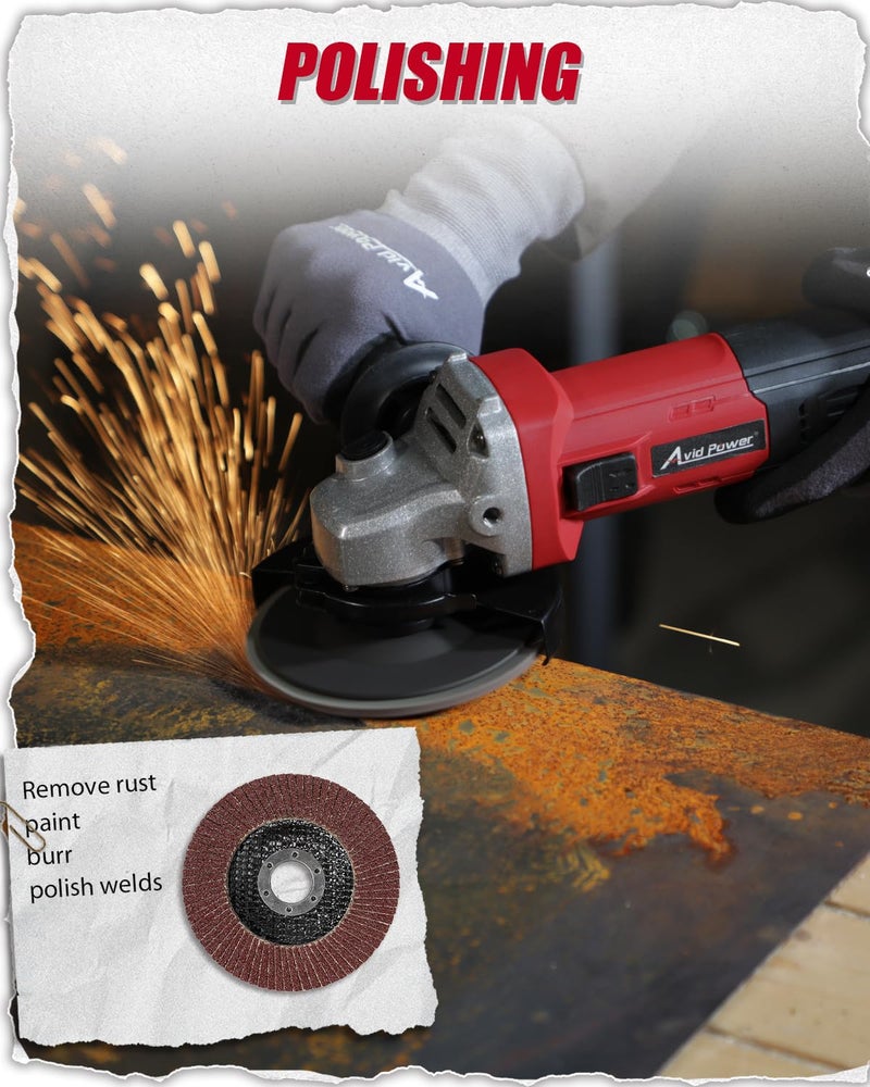 AVID POWER Angle Grinder 7.5-Amp 4-1/2 inch Electric Grinder Power Tools with Grinding Wheels, Cutting Wheels, Flap Disc and Auxiliary Handle for Cutting, Grinding, Polishing & Rust Removal - Dark Red - Image 5