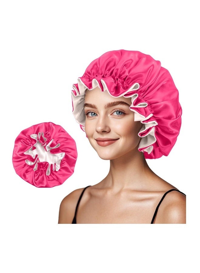 Elegant Double-Layer Satin Sleep Cap - Women's Princess Style Shower Bonnet - Image 2