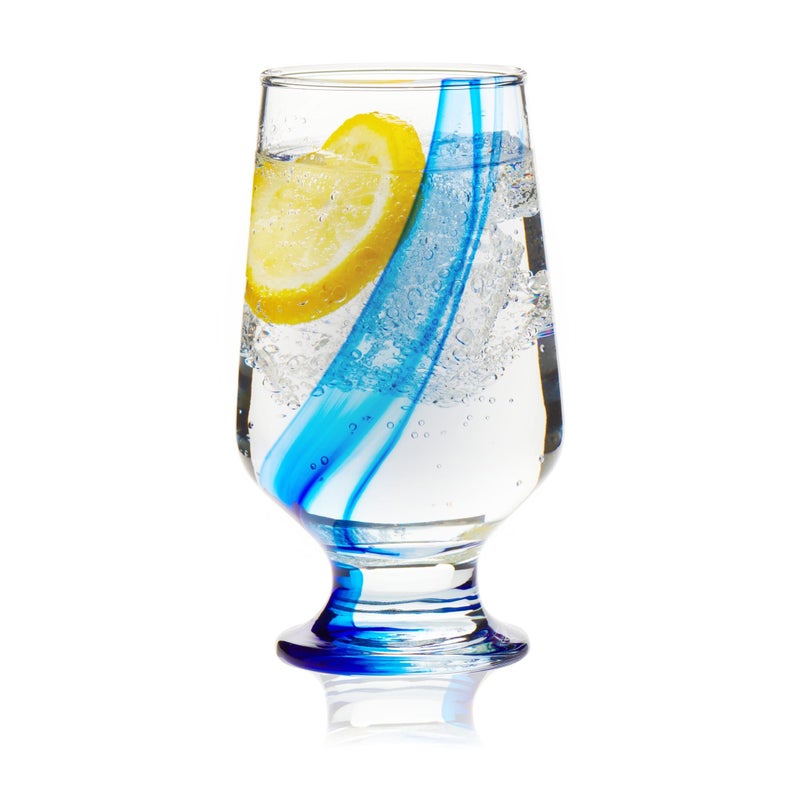 LIBBEY Libbey Blue Ribbon Goblet Glasses Unique Blue Water Goblets Set of 8 Thick Stemmed Water Glasses for Sodas  Cocktails 