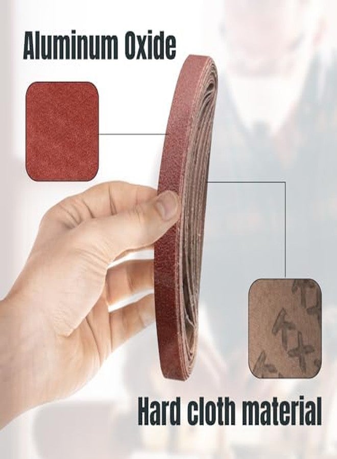 باورتيك أحزمة صنفرة POWERTEC مقاس 1/2 × 18 بوصة، عبوة من 50 قطعة، 10 من كل من حبيبات 40/80/120/180/240، مجموعة أحزمة صنفرة من أكسيد الألومنيوم لصنفرة الحزام الهوائية، أعمال النجارة، تلميع المعادن (40182-1) - Image 3