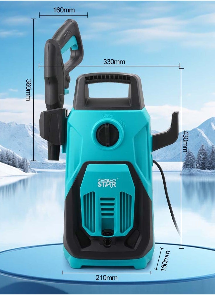 Winning Star 1200W Pressure Washer for Home, Garden, and Car Cleaning | 60 Bar Max Pressure, 3 Meter Hose, Lightweight, ECO-Friendly, Includes Accessories, 5L/min Flow Rate  - Image 2