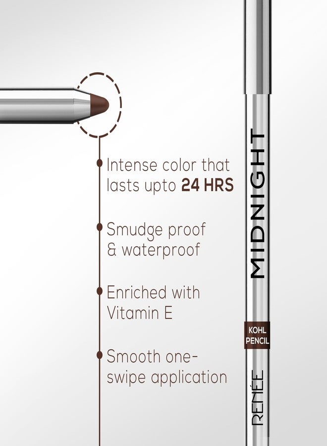 رينيه قلم كحل رينيه ميدنايت - بني | كحل مقاوم للماء والتلطخ مع مبراة | لمسة نهائية مطفية، يدوم حتى 24 ساعة | مسحة واحدة، غني بفيتامين E | 1.5 غرام - Image 5