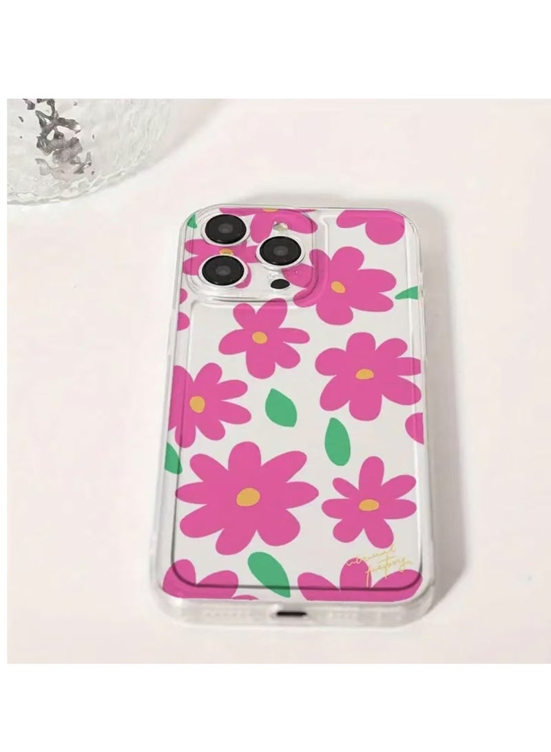 جراب شفاف وردي مزهر بمساحة لهاتف iPhone 16 Pro - مقاوم للصدمات والخدش والحماية من السقوط - Image 2