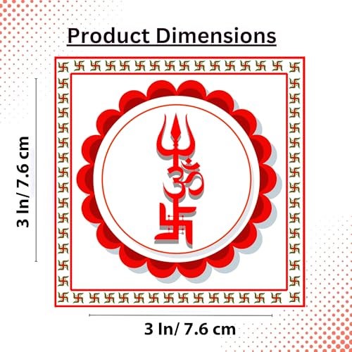 Hawai Om Trishul Swatik Trishakti Sticker, Size 3x3inch | Self Adhesive Waterproof PVC Sticker | Home Office Pooja Room Main Door Entrance Decoration | Festive Decor House Warming | STKR00004_4qty - Image 2