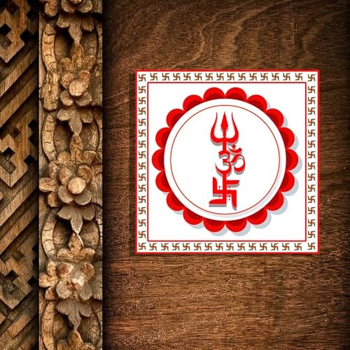 Hawai Om Trishul Swatik Trishakti Sticker, Size 3x3inch | Self Adhesive Waterproof PVC Sticker | Home Office Pooja Room Main Door Entrance Decoration | Festive Decor House Warming | STKR00004_4qty - Image 4