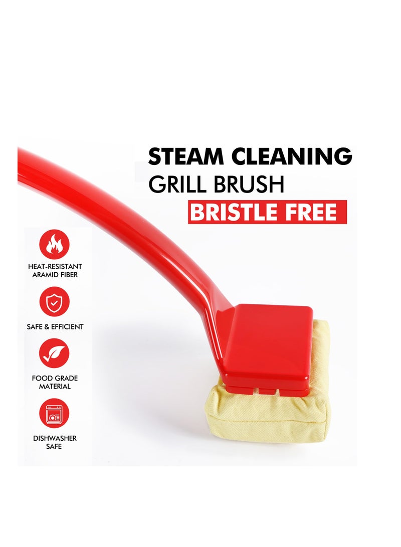 Excefore فرشاة شواء آمنة، فرشاة شواء بدون شعيرات لتنظيف الشواية، فرشاة شواء للشواء الخارجي، فرشاة منظف الشواية بالبخار برأس تنظيف قابل للتبديل للشبكات المصنوعة من الفولاذ المقاوم للصدأ أو الحديد الزهر - Image 3