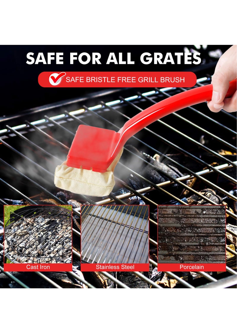 Excefore فرشاة شواء آمنة، فرشاة شواء بدون شعيرات لتنظيف الشواية، فرشاة شواء للشواء الخارجي، فرشاة منظف الشواية بالبخار برأس تنظيف قابل للتبديل للشبكات المصنوعة من الفولاذ المقاوم للصدأ أو الحديد الزهر - Image 5