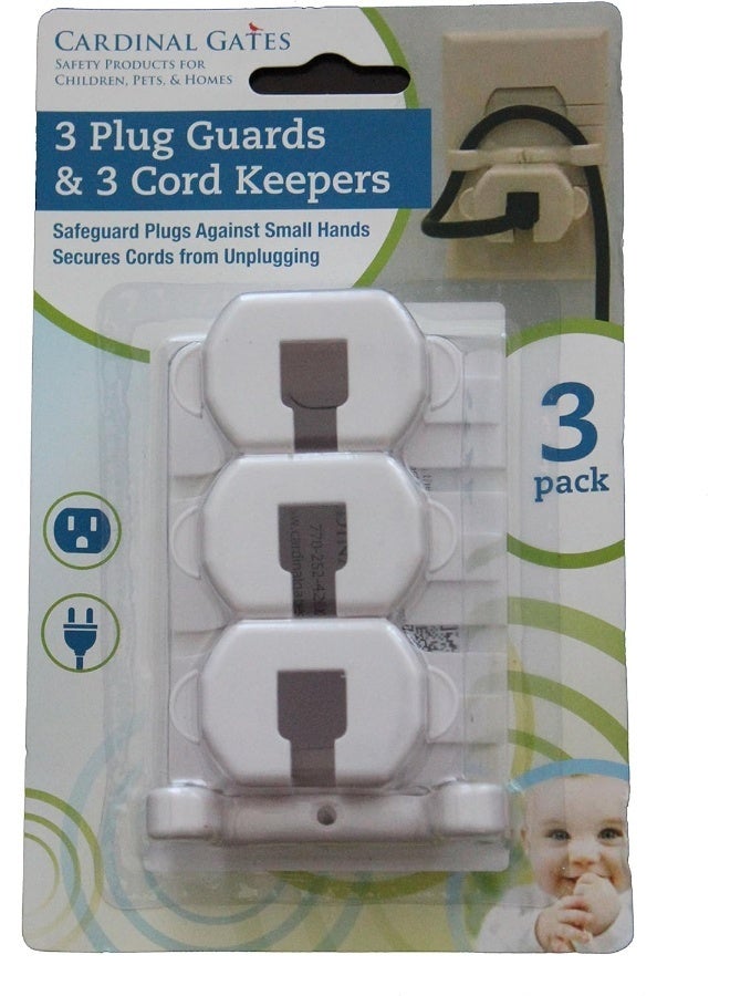 Cardinal Gates 3 Piece Plug Guard and Cord Keeper, White - Image 1