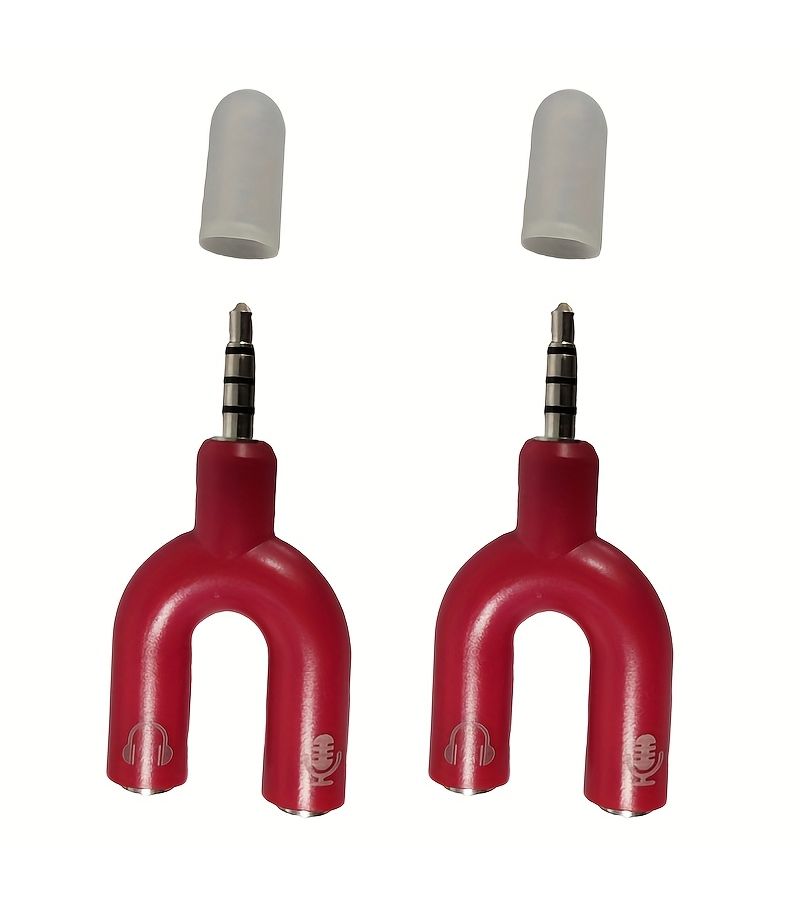 3.5mm Audio Splitter Y Adapter One To Two Headphone Splitter Microphone Converter For Mobile Live Streaming Computer Red - Image 5