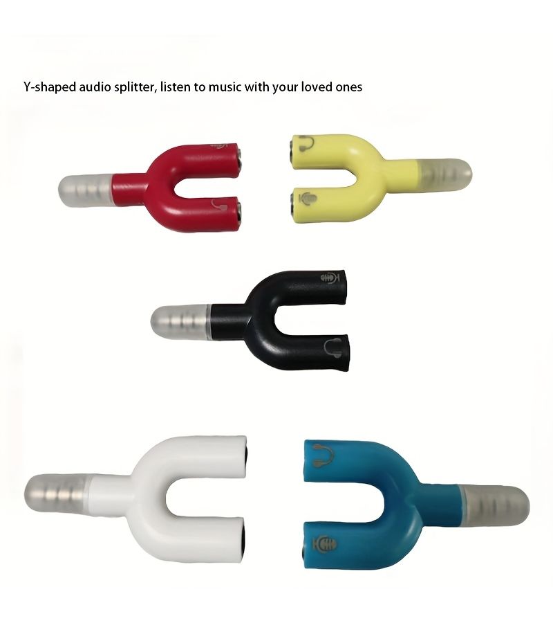 3.5mm Audio Splitter Y Adapter One To Two Headphone Splitter Microphone Converter For Mobile Live Streaming Computer Red - Image 1