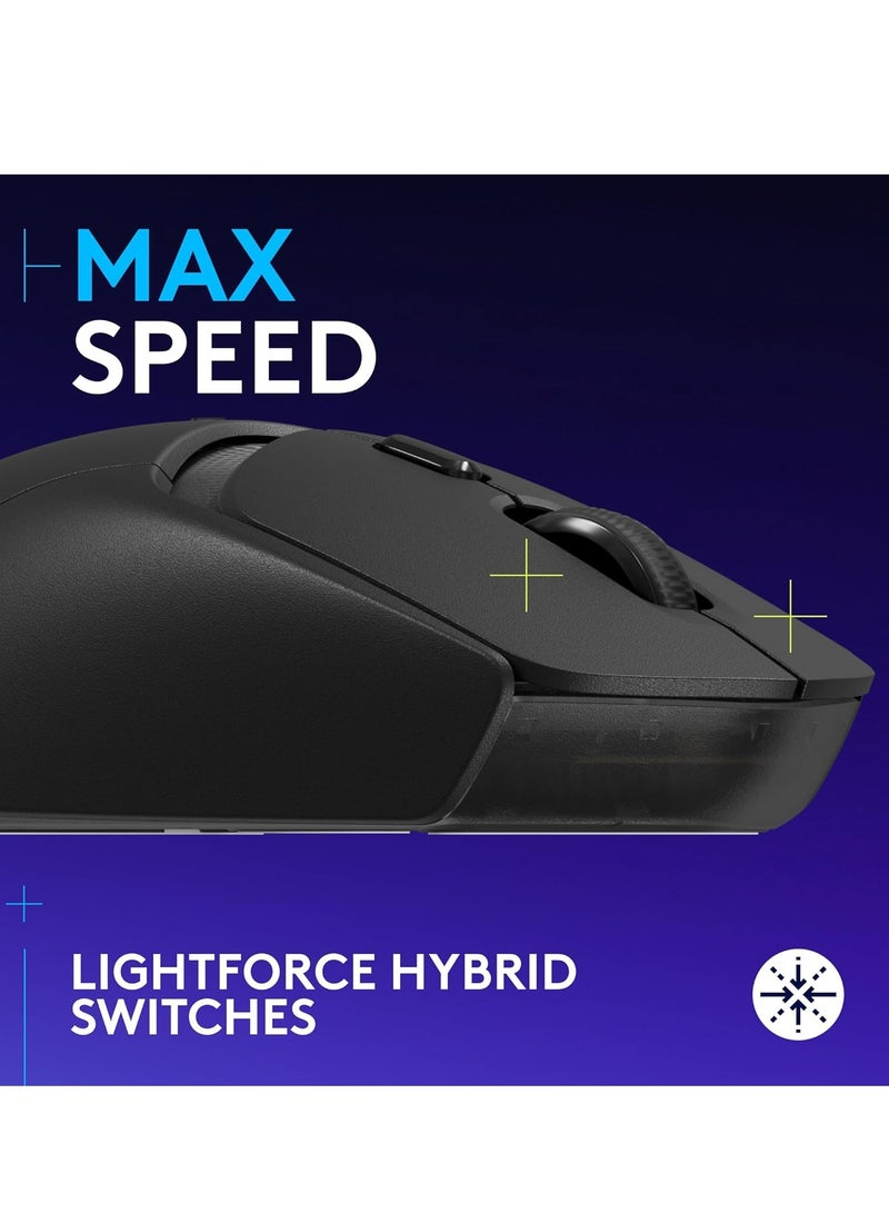 Logitech G309 LIGHTSPEED Wireless/Bluetooth Gaming Mouse, Lightweight, LIGHTFORCE Hybrid Switches, HERO 25K Sensor, 86g & 300+ hr battery life with AA battery, 6 Programmable Buttons, PC & Mac - Black - Image 2