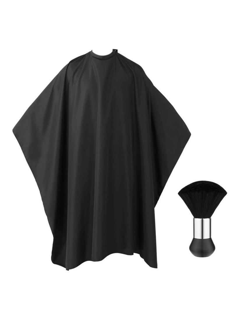 ORiTi Professional Barber Cape with Snap Closure, Hair Cutting Salon Cape Hairdressing Apron Black, Neck Duster Brush Included - Image 1