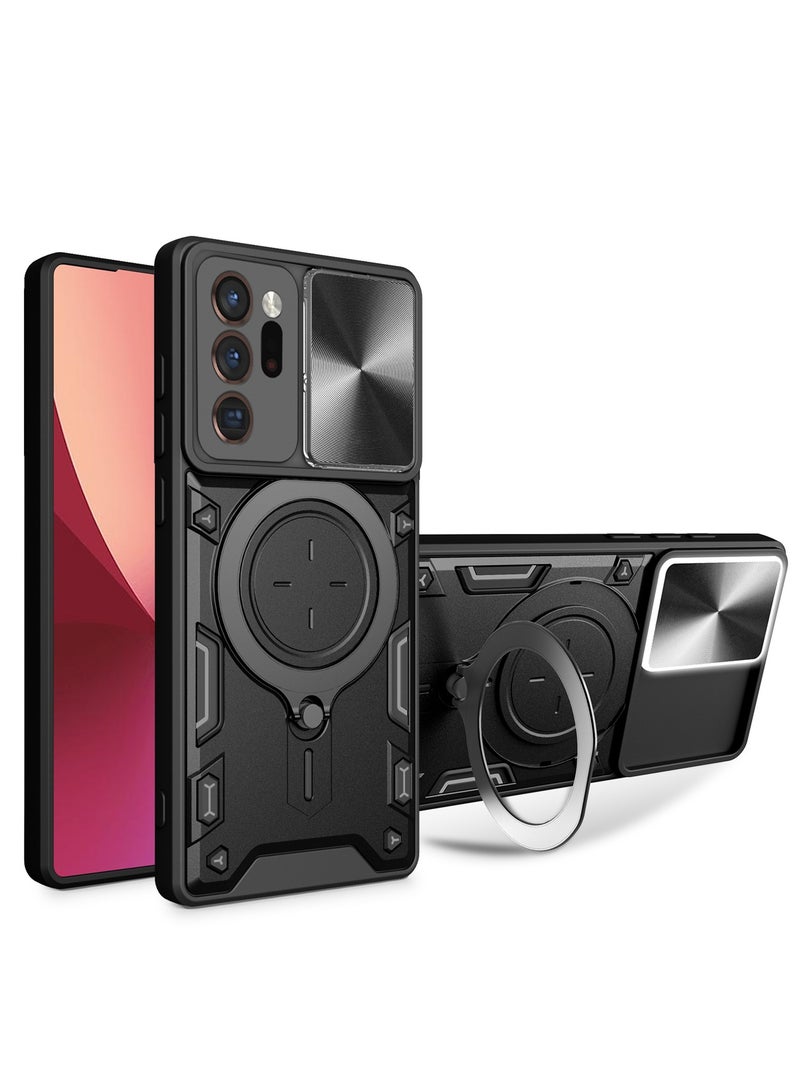 Case Cover Shockproof CD Protective Case with Camera Protection and Metal Ring Compatible with Samsung Galaxy Note 20 Ultra (Black) - Image 1