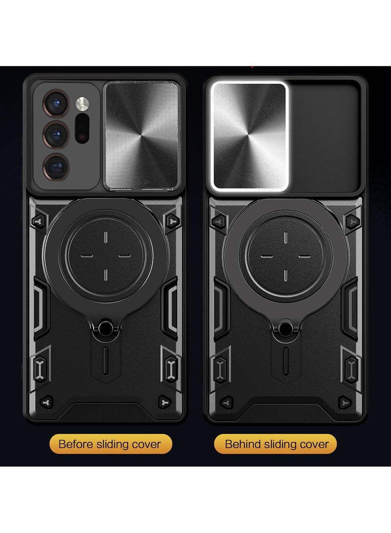 Case Cover Shockproof CD Protective Case with Camera Protection and Metal Ring Compatible with Samsung Galaxy Note 20 Ultra (Black) - Image 3