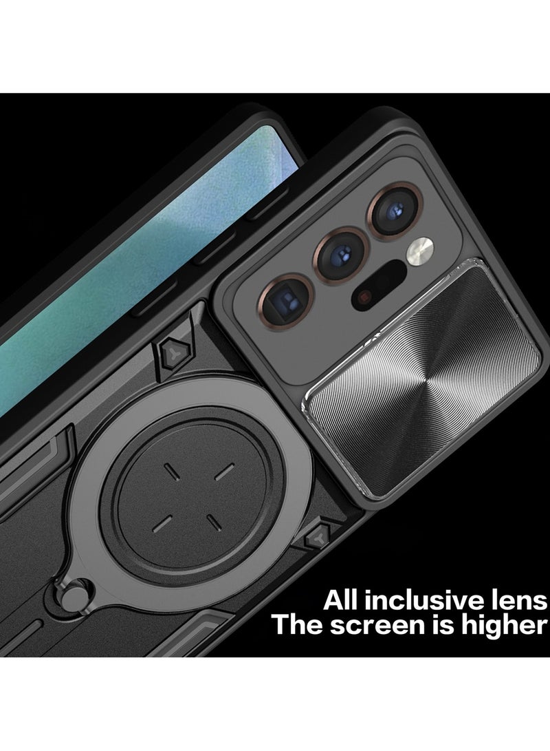 Case Cover Shockproof CD Protective Case with Camera Protection and Metal Ring Compatible with Samsung Galaxy Note 20 Ultra (Black) - Image 4