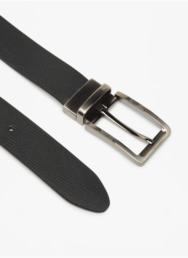 DUCHINI Men Textured Belt with Pin Buckle Closure