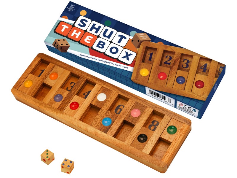 BSIRI Shut The Box Board Games with Math Lover Player Wooden Box of Brain Teaser Puzzles to Get Fun on Game Adults and Seniors - Image 2