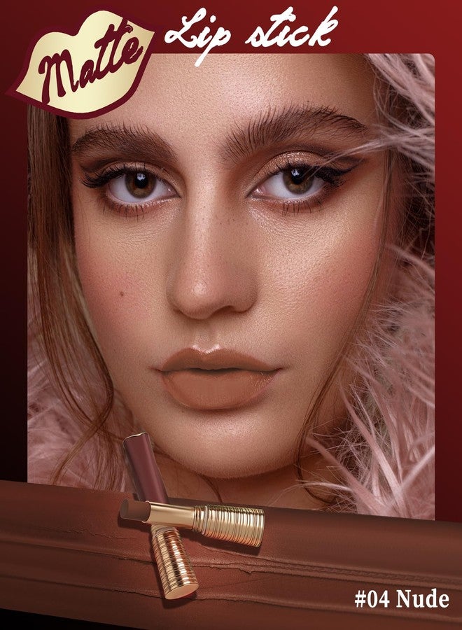 LYSdefeu Matte Velvet Lipstick,Nude Pink Lip Tint Stain, Long Lasting Lipstick 24 hour waterproof,labiales mate 24 horas originales,Matte Non-Stick Lipstick,Women's Day Lip Makeup Gift for Women Girl-04 - Image 2