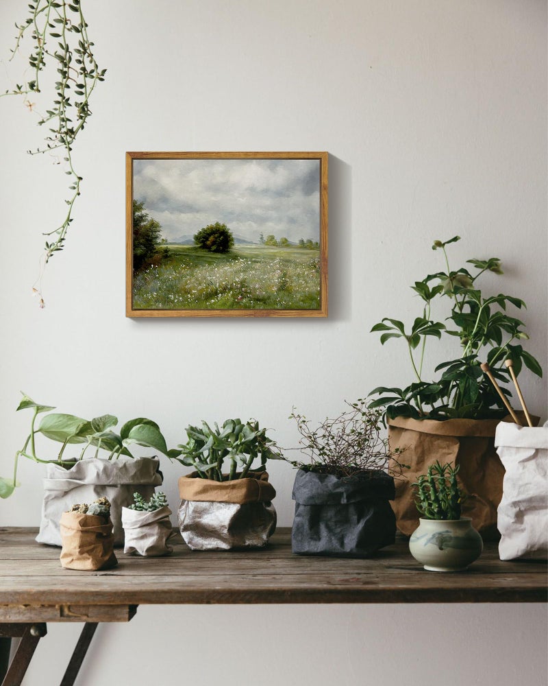 SHENIFY Vintage Landscape Framed Canvas Wall Art Grassland Classic Painting Modern Farmhouse Kitchen Office Decor - 8x10in Natural Framed - Image 3