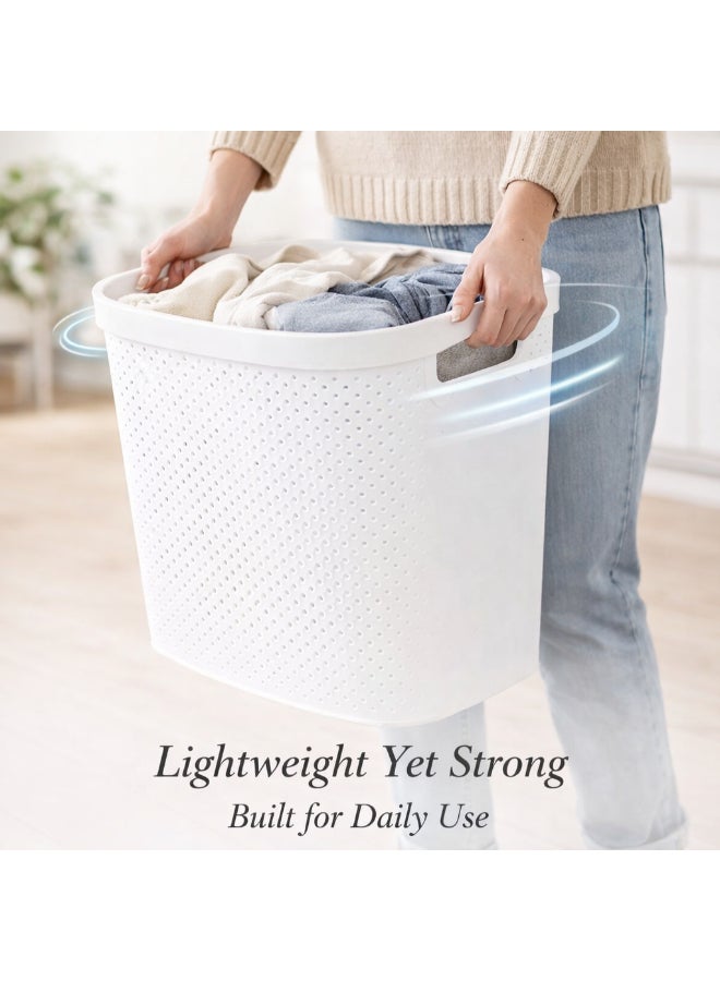 Homesmiths 58 L Infinity Polypropylene Laundry Hamper, L 44 x B 35 x H 58 cm | Ventilated Plastic Clothes Basket with Handles | Durable Lightweight Laundry Organizer for Bedroom & Bathroom - Image 5
