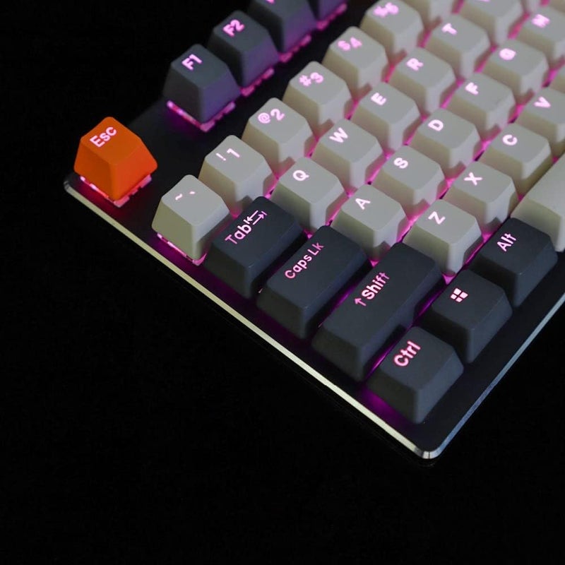 YMDK Double Shot 122 Dyed PBT Shine Through OEM Profile Keycap Rainbow Carbon Sunset Backlit Keycaps for MX Switches Mechanical Keyboard（Only Keycap） (Carbon 122 Key) - Image 3