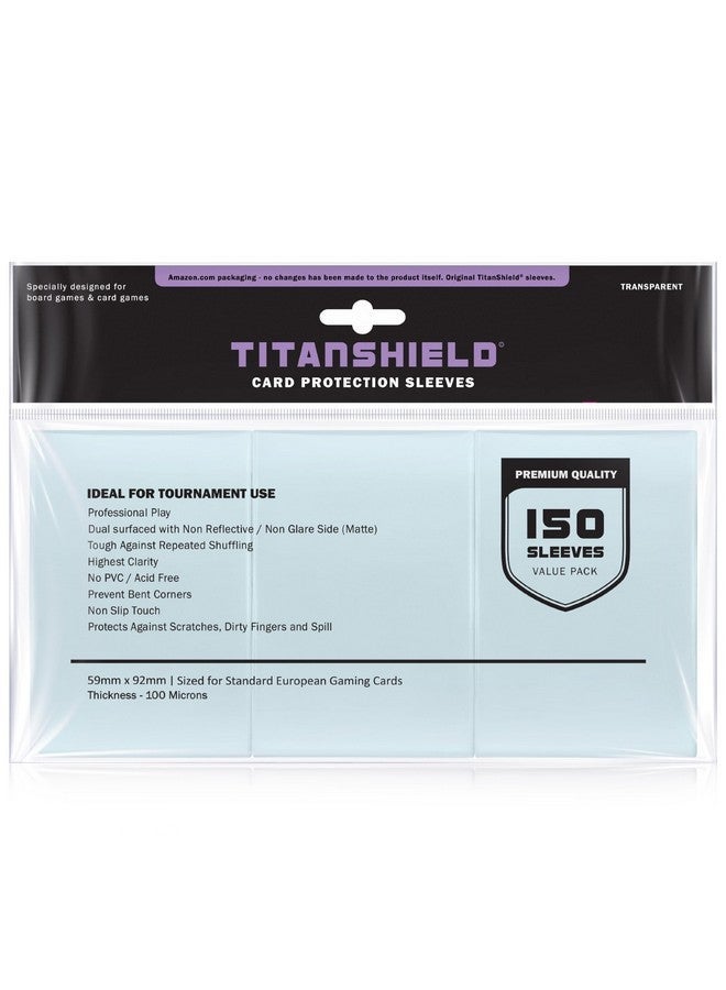 TitanShield (150 Sleeves) Clear Standard European Size Board Game and Matte Card Sleeves