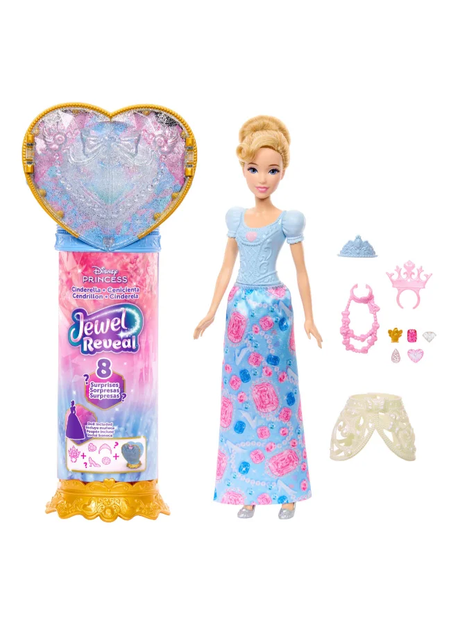 Disney  Princess Cinderella Fashion Doll & Accessories with 8 Surprises, Including Heart Gem Box, Ring for Child & 9 Pieces, Inspired by Movie  | Best Price UAE