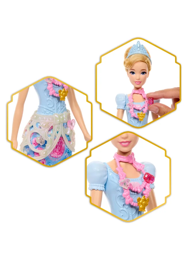Disney  Princess Cinderella Fashion Doll & Accessories with 8 Surprises, Including Heart Gem Box, Ring for Child & 9 Pieces, Inspired by Movie  | Best Price UAE