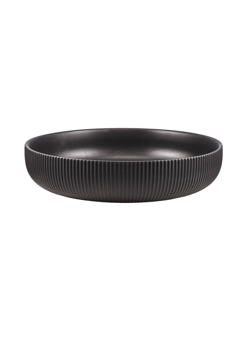 Gulf Flowers Gulf Flowers Black Ceramic Vase Plate – D30cm x H7.5cm Decorative Bowl Tray for Floral Arrangements, Candles, and Table Centerpiece – Elegant Modern Ceramic Dish 