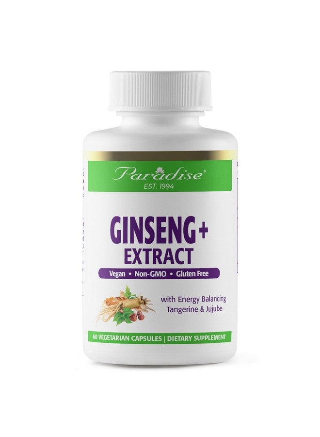Paradise Herbs Ginseng Root Extract for Energy & Well-Being, Vegan, Non GMO, Gluten Free, Vitamin B1, B2 & B12, 60 Capsules - Image 1