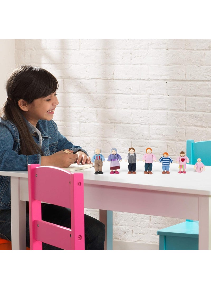 KidKraft KidKraft 5 Wooden Poseable Doll Family of 7  Caucasian Gift for Ages 3  - Image 2