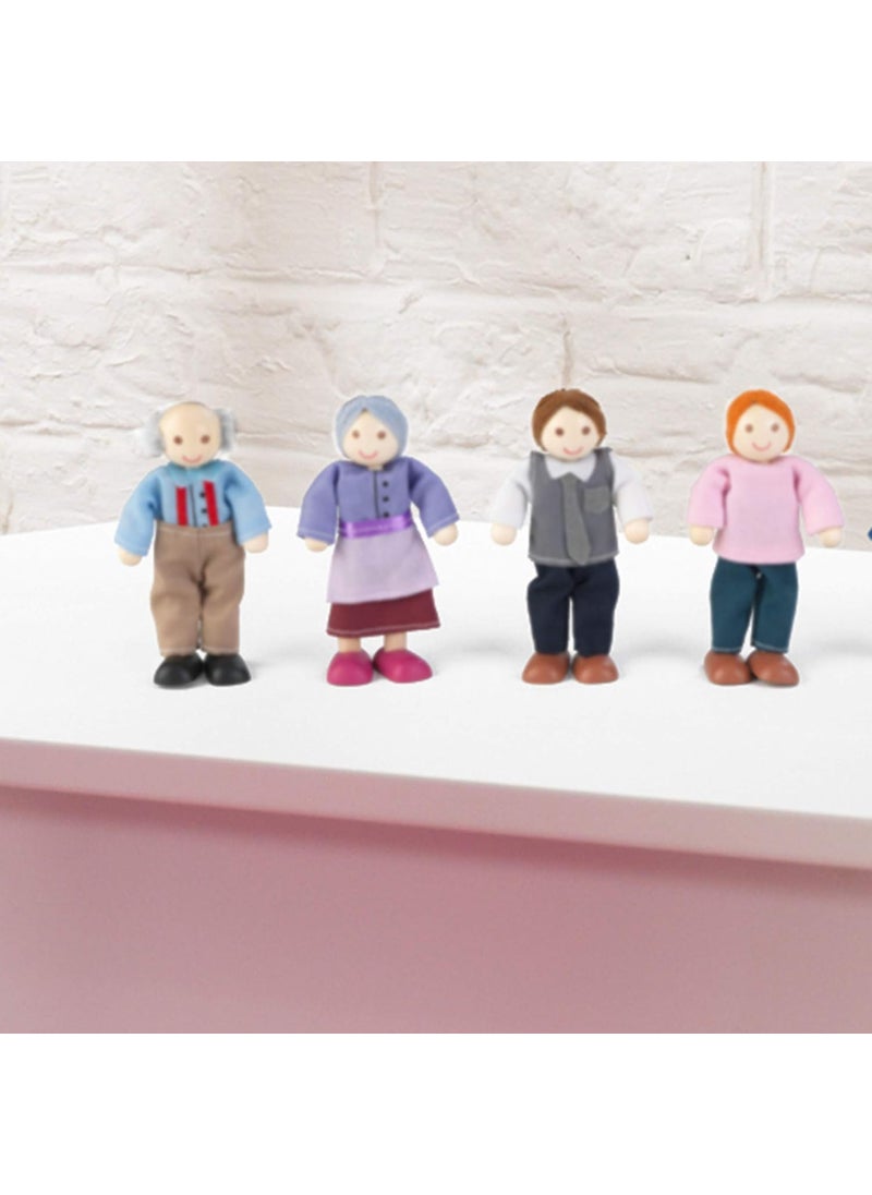 KidKraft KidKraft 5 Wooden Poseable Doll Family of 7  Caucasian Gift for Ages 3  - Image 4