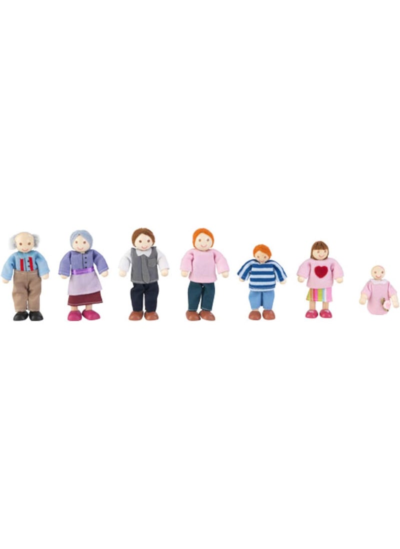 KidKraft KidKraft 5 Wooden Poseable Doll Family of 7  Caucasian Gift for Ages 3  - Image 1