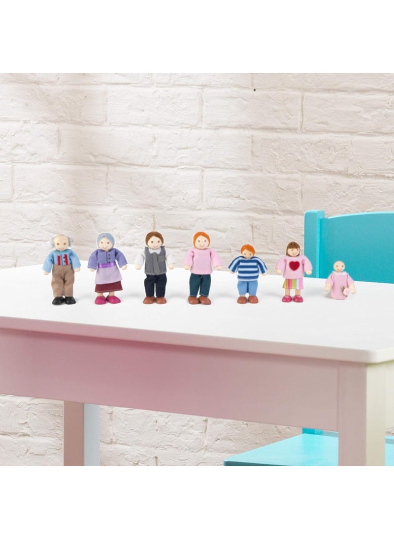 KidKraft KidKraft 5 Wooden Poseable Doll Family of 7  Caucasian Gift for Ages 3  - Image 3
